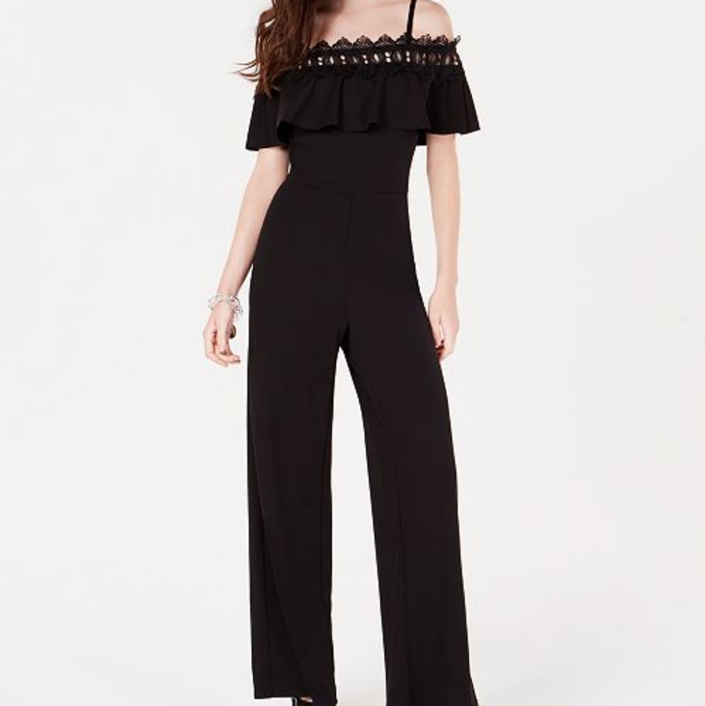Cold-shoulder Fancy Black Jumpsuit